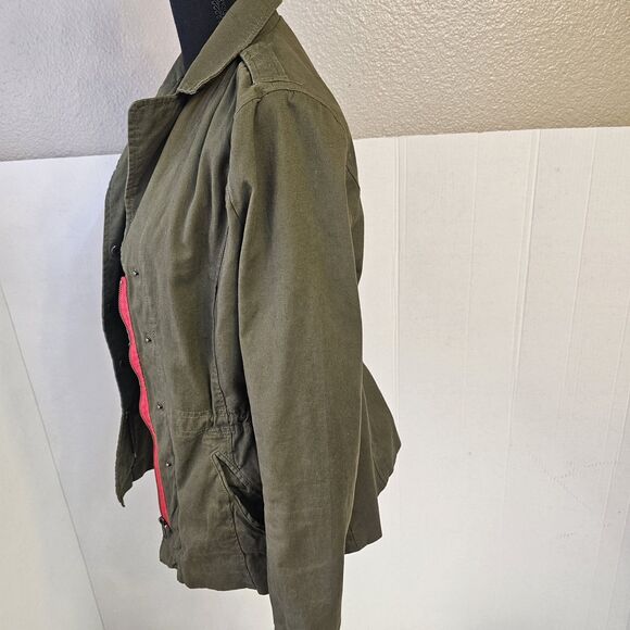 Womens Olive & Oak Olive Green 100% Cotton Utility  Jacket Sz Small  Zip O0265 - Picture 4 of 10